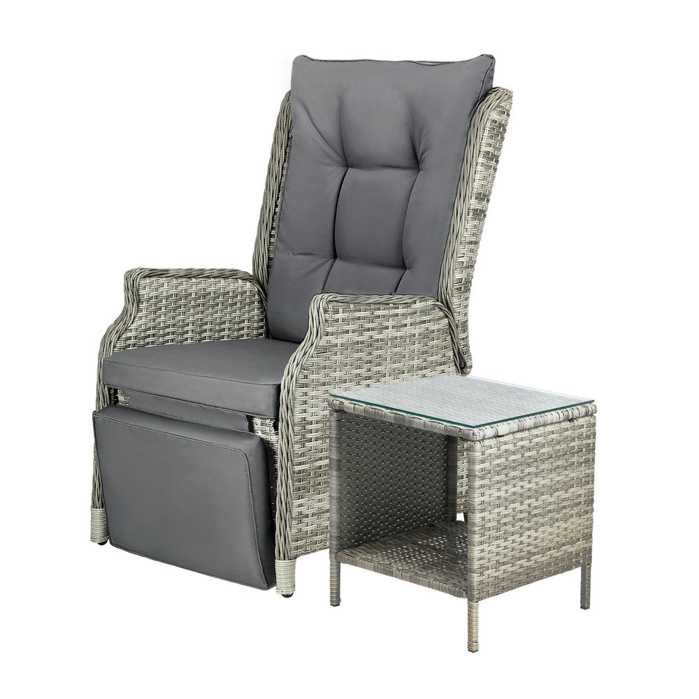 Livsip Outoodr Recliner Chair Sun Lounge & Table Set utdoor Furniture Patio Sofa-Sun Lounges-PEROZ Accessories