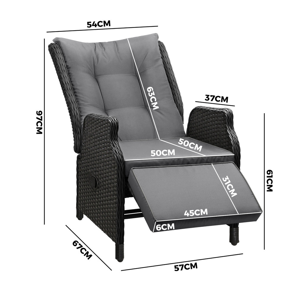 Livsip Outdoor Sun Lounge Garden Chairs Beach Chair Recliner Patio Furniture-Sun Lounges-PEROZ Accessories