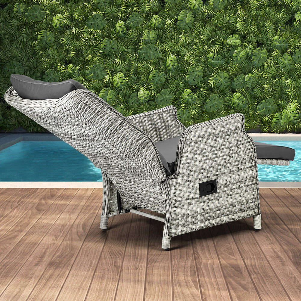 Livsip Recliner Chairs Outdoor Sun Lounge Wicker Garden Sofa Patio Furniture-Sun Lounges-PEROZ Accessories