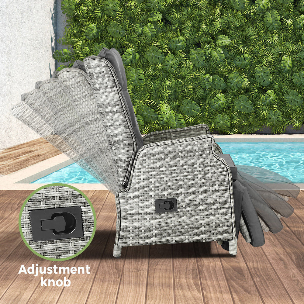 Livsip Recliner Chairs Outdoor Sun Lounge Wicker Garden Sofa Patio Furniture-Sun Lounges-PEROZ Accessories