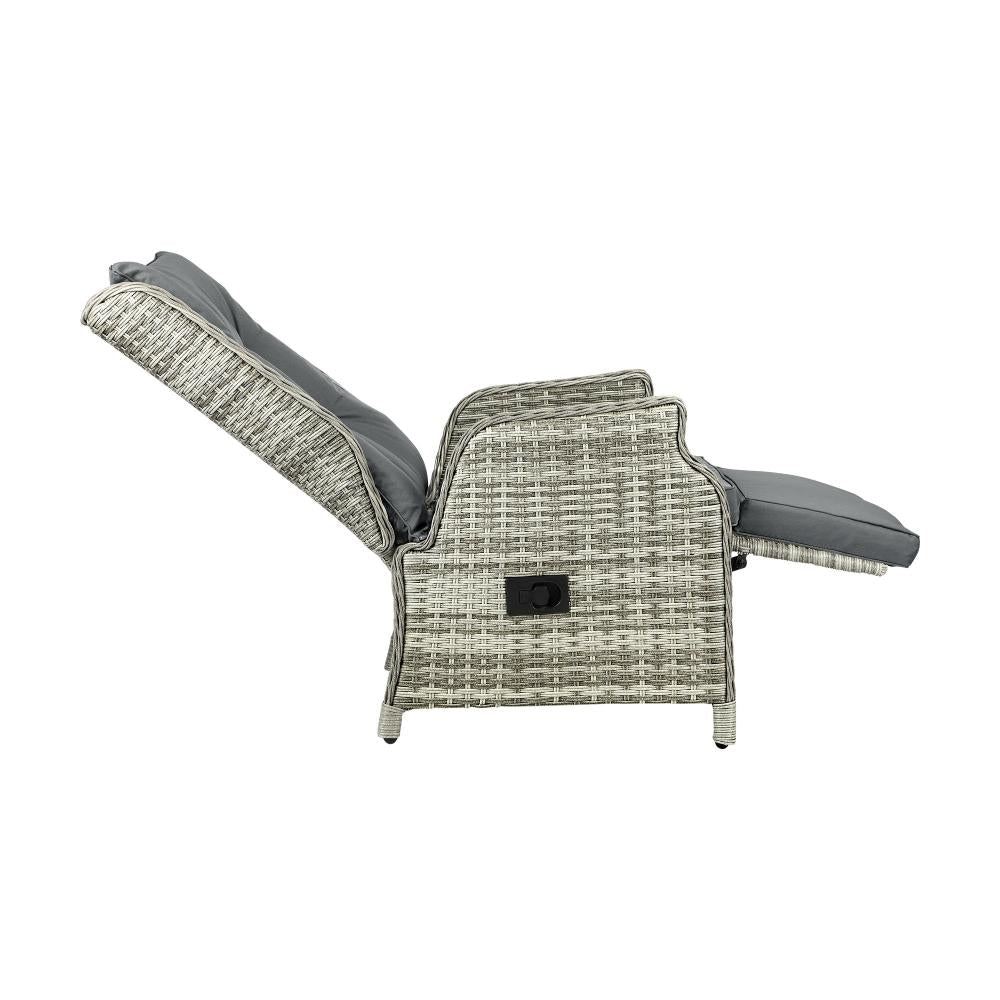 Livsip Recliner Chairs Sun lounge Outdoor Furniture Patio Wicker Sofa Set of 2-Outdoor Recliners-PEROZ Accessories