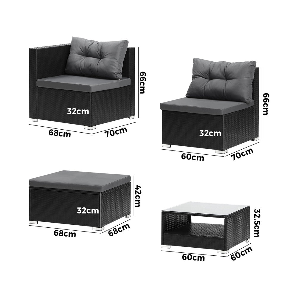 Livsip Outdoor Sofa Set 4 Seater Corner Modular Lounge Set-Outdoor Sofa Sets-PEROZ Accessories