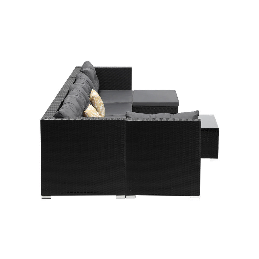 Livsip Outdoor Lounge Setting 7pc Wicker Sofa Set Rattan-Outdoor Sofa Sets-PEROZ Accessories