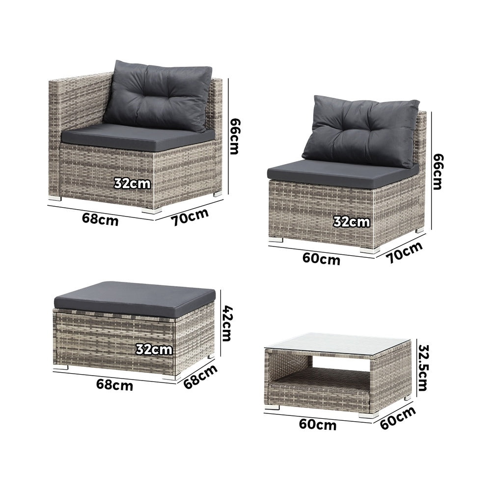 Livsip 6 Seater Outdoor Lounge Set Wicker Sofa Rattan-Outdoor Sofa Sets-PEROZ Accessories