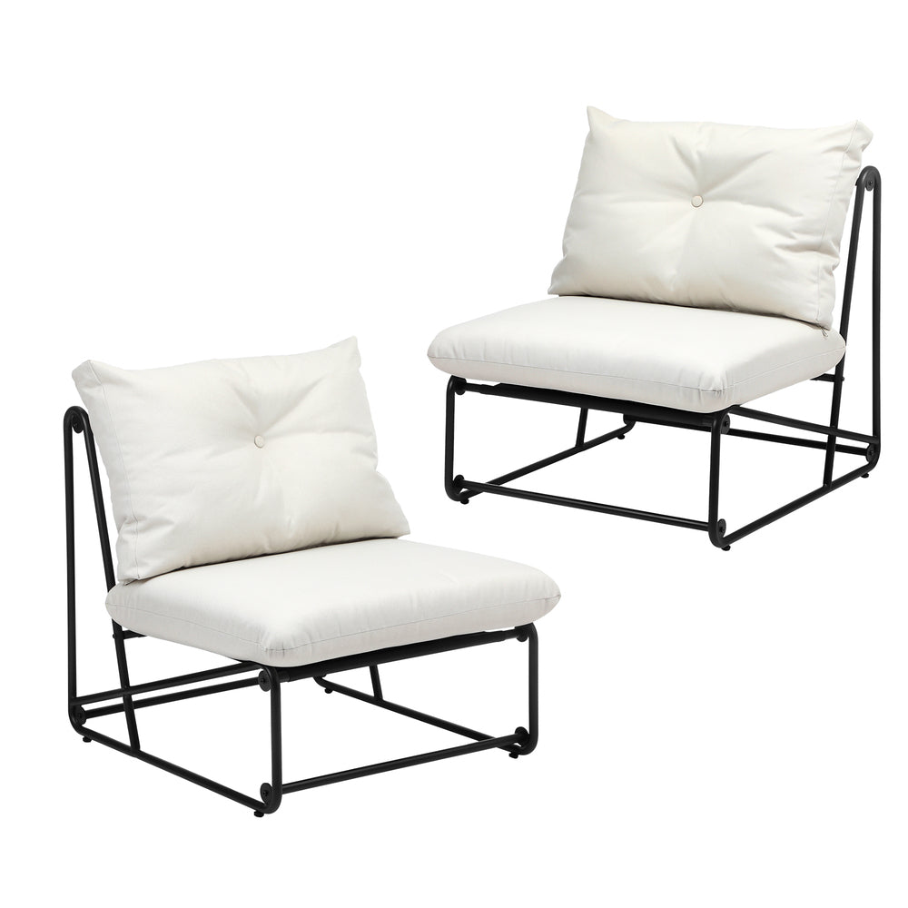 Livsip 2PCS Outdoor Dining Chairs Patio Sofa Lounge Chair Beige-Outdoor Patio Set-PEROZ Accessories