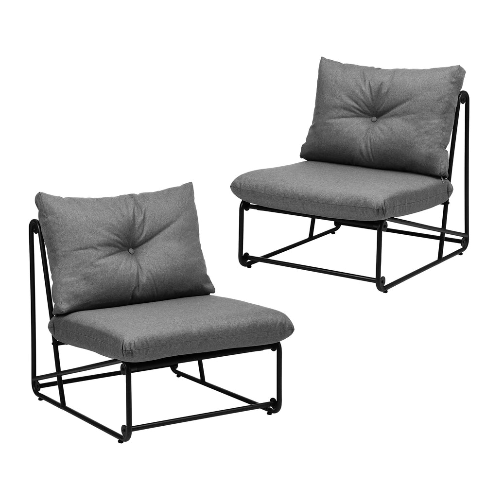 Livsip 2PCS Outdoor Dining Chairs Patio Sofa Lounge Chair Grey-Outdoor Patio Set-PEROZ Accessories