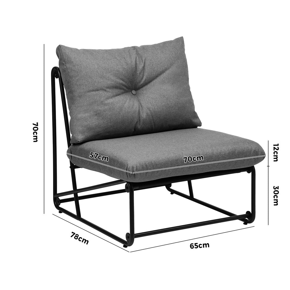Livsip 2PCS Outdoor Dining Chairs Patio Sofa Lounge Chair Grey-Outdoor Patio Set-PEROZ Accessories