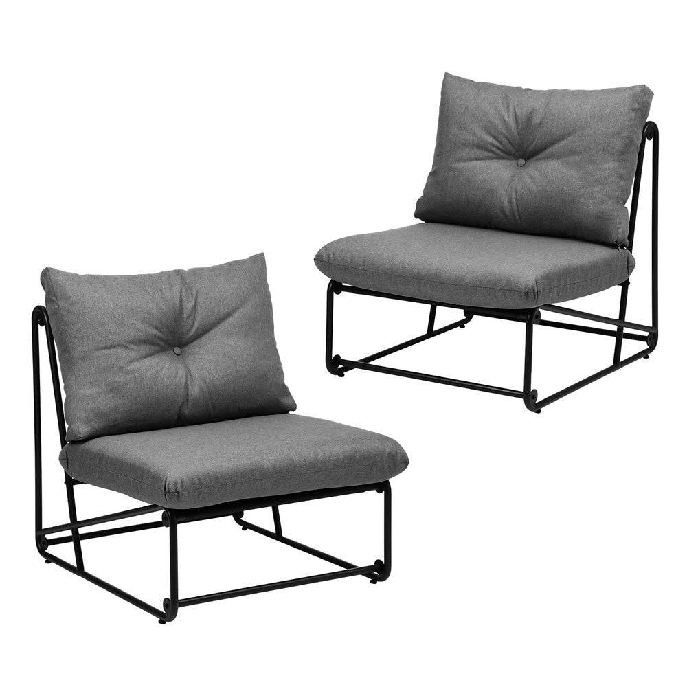 Livsip 2PCS Outdoor Dining Chairs Patio Sofa Lounge Chair Grey-Outdoor Patio Set-PEROZ Accessories