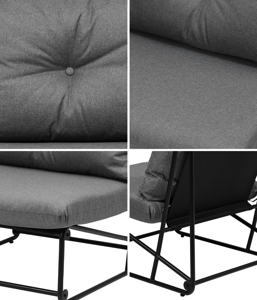 Livsip 2PCS Outdoor Dining Chairs Patio Sofa Lounge Chair Grey-Outdoor Patio Set-PEROZ Accessories