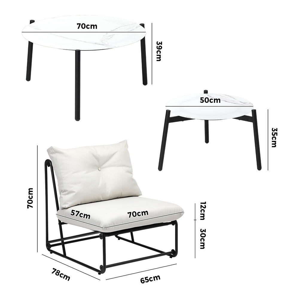 Livsip 6PCS Outdoor Sofa Set Nesting Coffee Table with Chairs Beige-Outdoor Sofa Set-PEROZ Accessories
