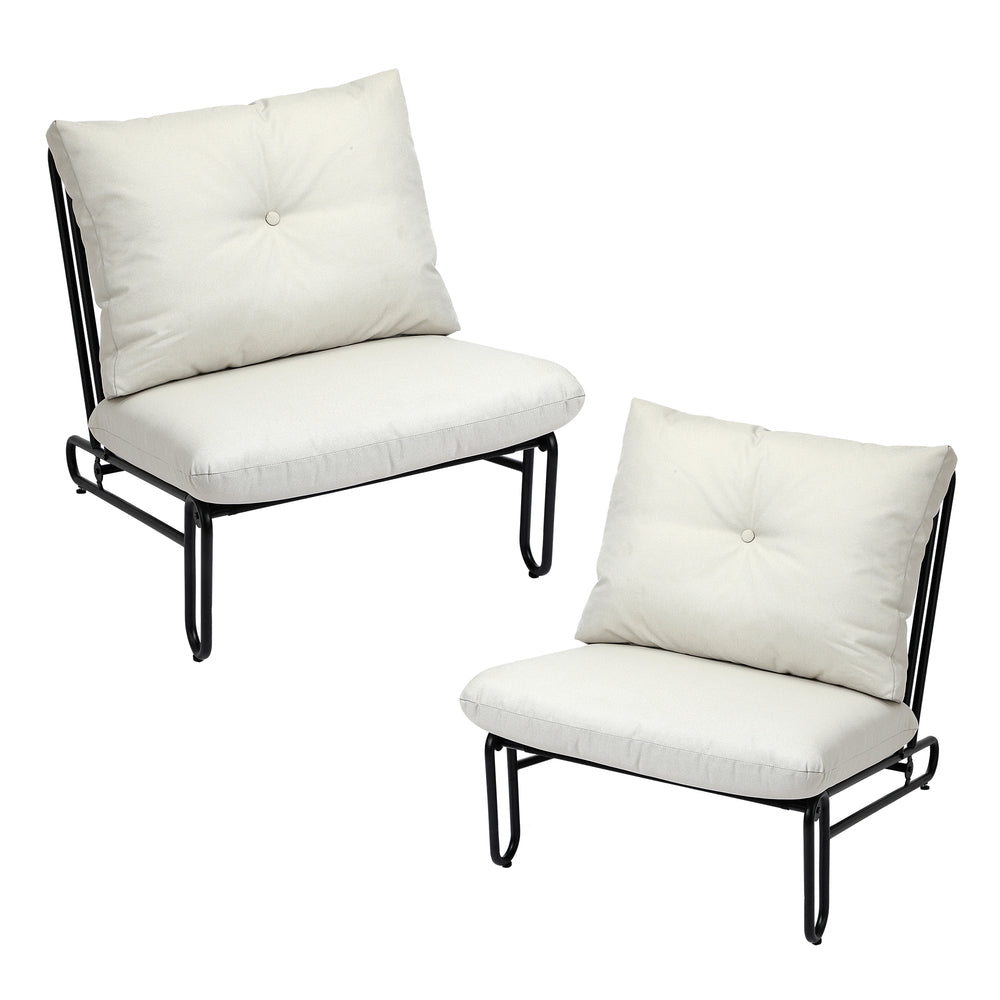 Livsip 2PC Outdoor Lounge Chairs Patio Sofa with Cushions Beige-Outdoor Patio Set-PEROZ Accessories
