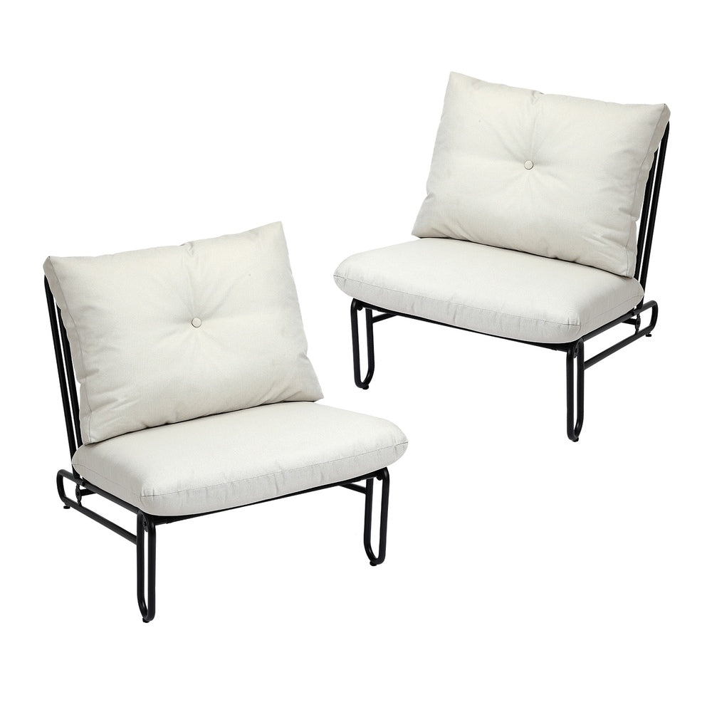 Livsip 2PC Outdoor Lounge Chairs Patio Sofa with Cushions Beige-Outdoor Patio Set-PEROZ Accessories