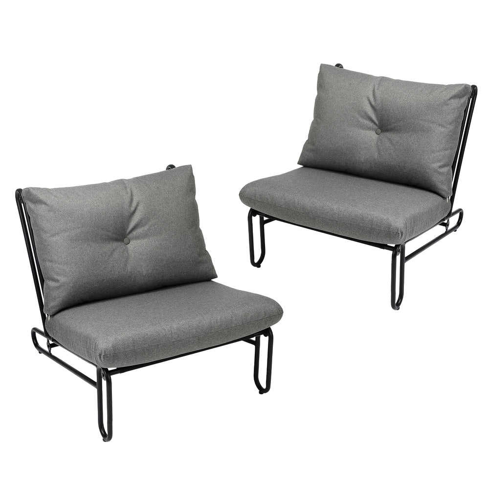 Livsip 2PC Outdoor Lounge Chairs Patio Sofa with Cushions Grey-Outdoor Patio Set-PEROZ Accessories