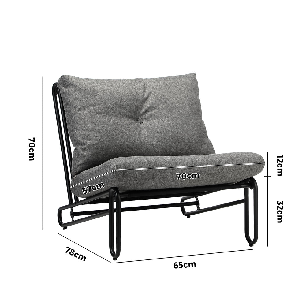 Livsip 2PC Outdoor Lounge Chairs Patio Sofa with Cushions Grey-Outdoor Patio Set-PEROZ Accessories
