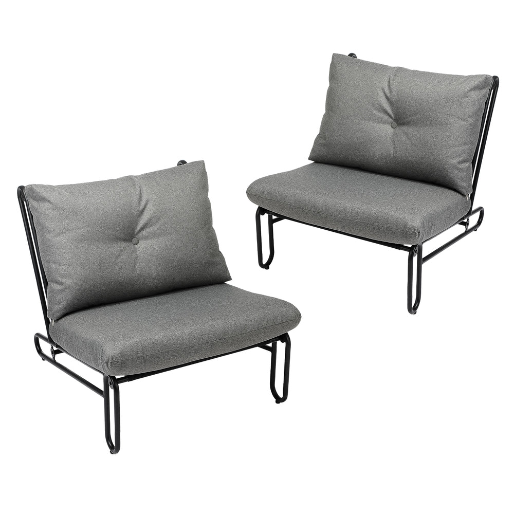 Livsip 2PC Outdoor Lounge Chairs Patio Sofa with Cushions Grey-Outdoor Patio Set-PEROZ Accessories