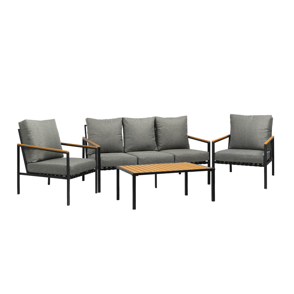 Livsip Outdoor Furniture with Cushion, Patio Table and Chair Setting Black-Outdoor Patio Set-PEROZ Accessories