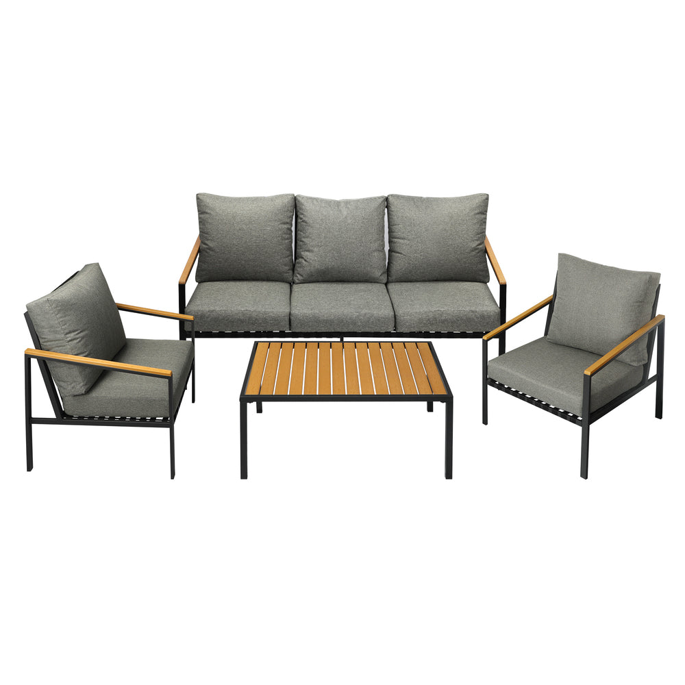 Livsip Outdoor Furniture with Cushion, Patio Table and Chair Setting Black-Outdoor Patio Set-PEROZ Accessories