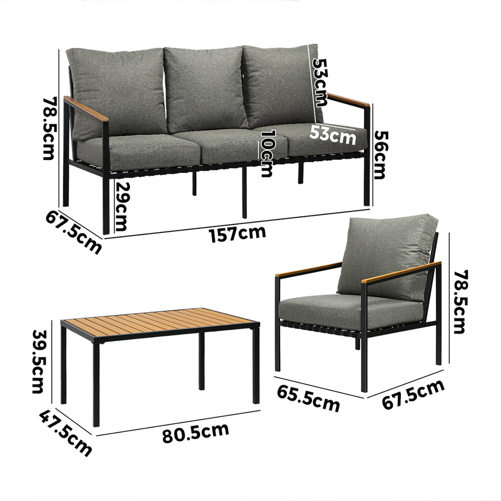 Livsip Outdoor Furniture with Cushion, Patio Table and Chair Setting Black-Outdoor Patio Set-PEROZ Accessories