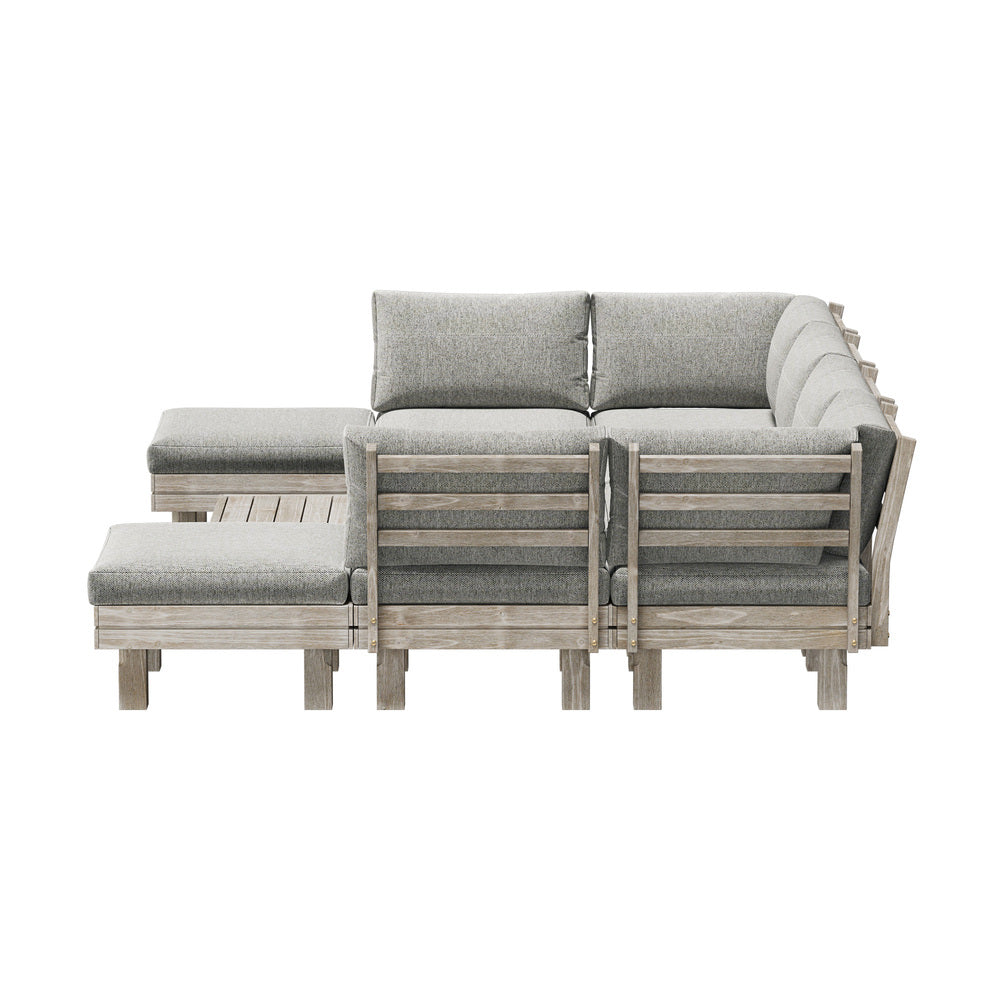 Livsip 9PCS Outdoor Sofa Set Wooden Lounge Setting Table Chair-Outdoor Sofa Set-PEROZ Accessories