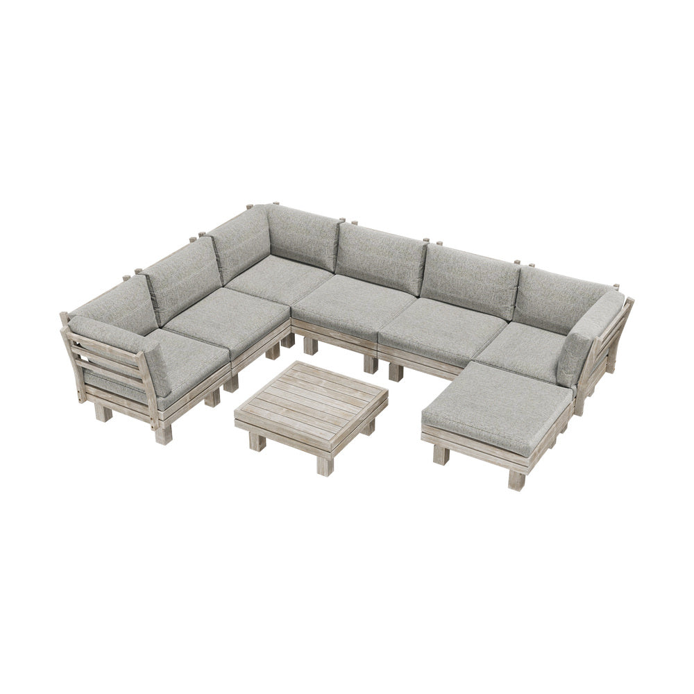 Livsip 8PCS Outdoor Sofa Set Wooden Lounge Setting Table Chair-Outdoor Sofa Set-PEROZ Accessories