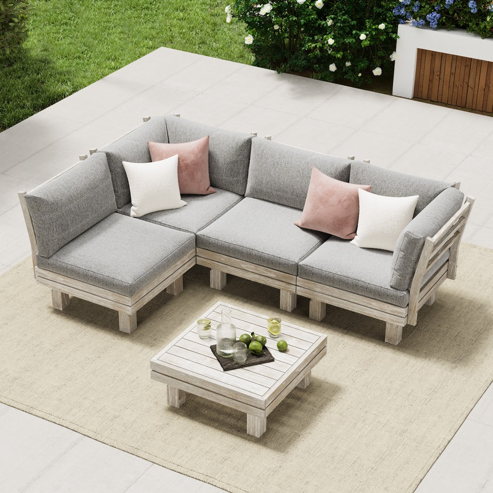 Livsip 4 Seater Outdoor Furniture Sofa Set Lounge Setting Garden-Outdoor Sofa Set-PEROZ Accessories