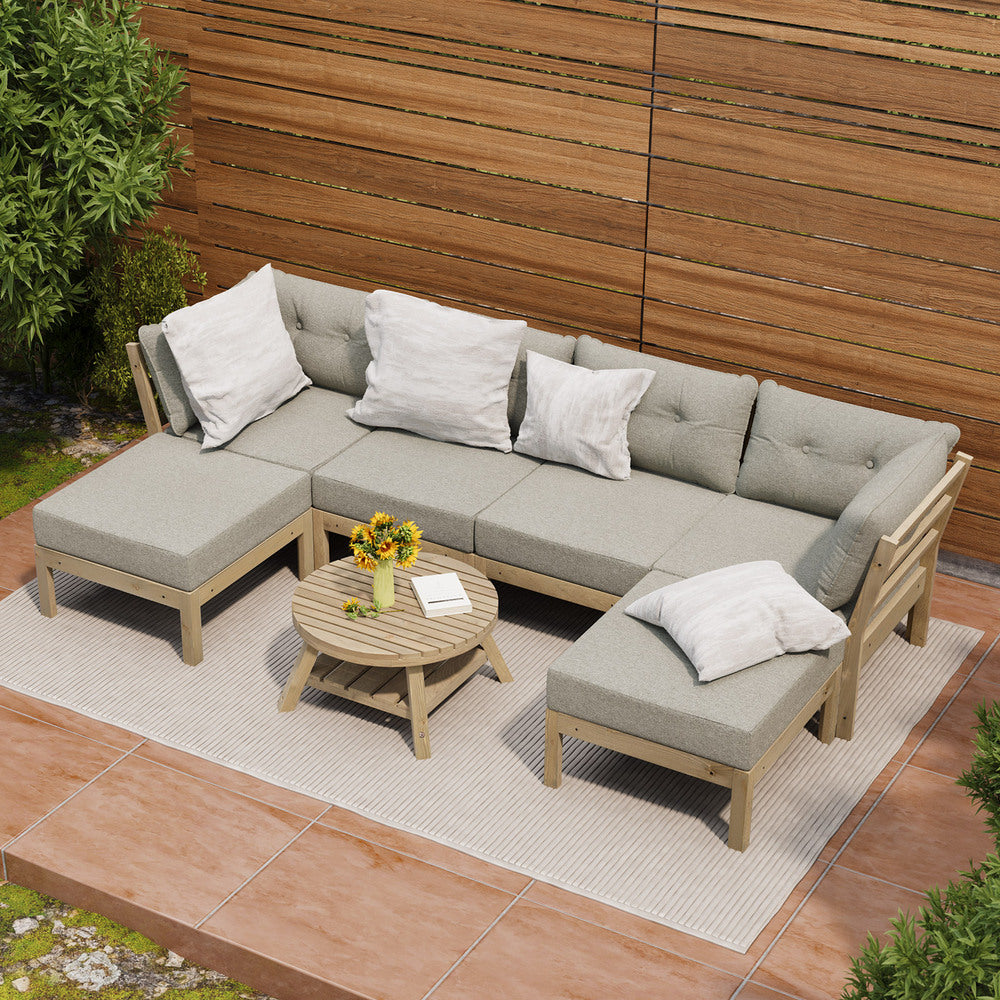 Livsip 6 Piece Outdoor Lounge Sofa Set Garden Furniture-Outdoor Sofa Sets-PEROZ Accessories