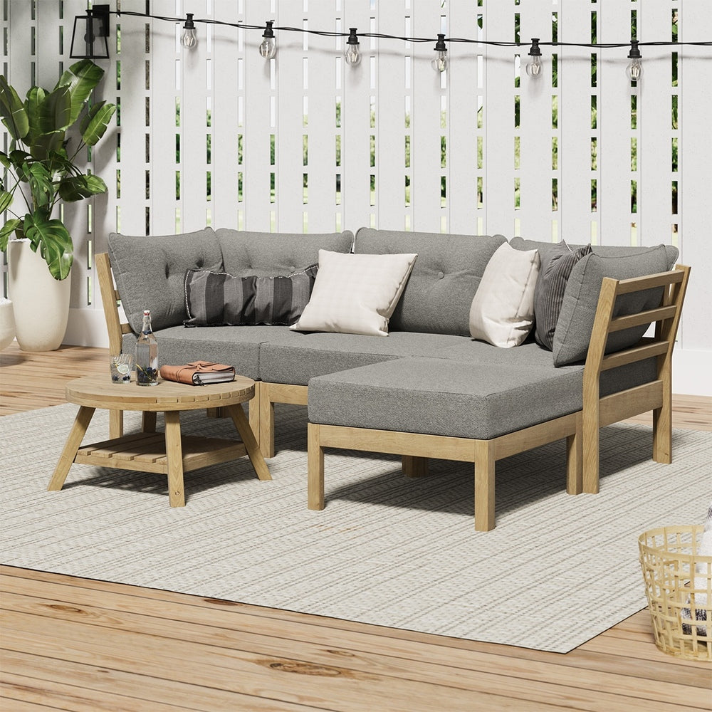 Livsip 5 Piece Outdoor Sofa Set Garden Lounge Patio Setting-Outdoor Sofa Sets-PEROZ Accessories