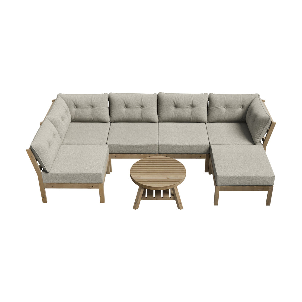 Livsip 7 Piece Outdoor Sofa Set 5-Seater Lounge Setting-Outdoor Sofa Sets-PEROZ Accessories