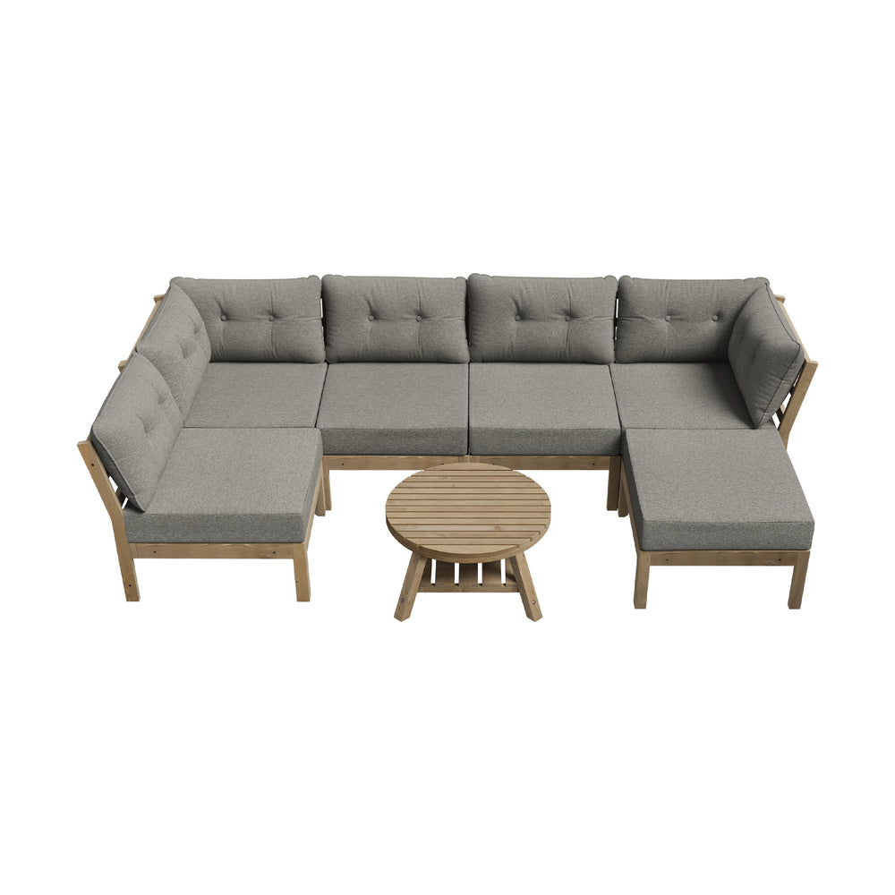 Livsip 7 Piece Outdoor Sofa Set 5-Seater Lounge Setting-Outdoor Sofa Sets-PEROZ Accessories