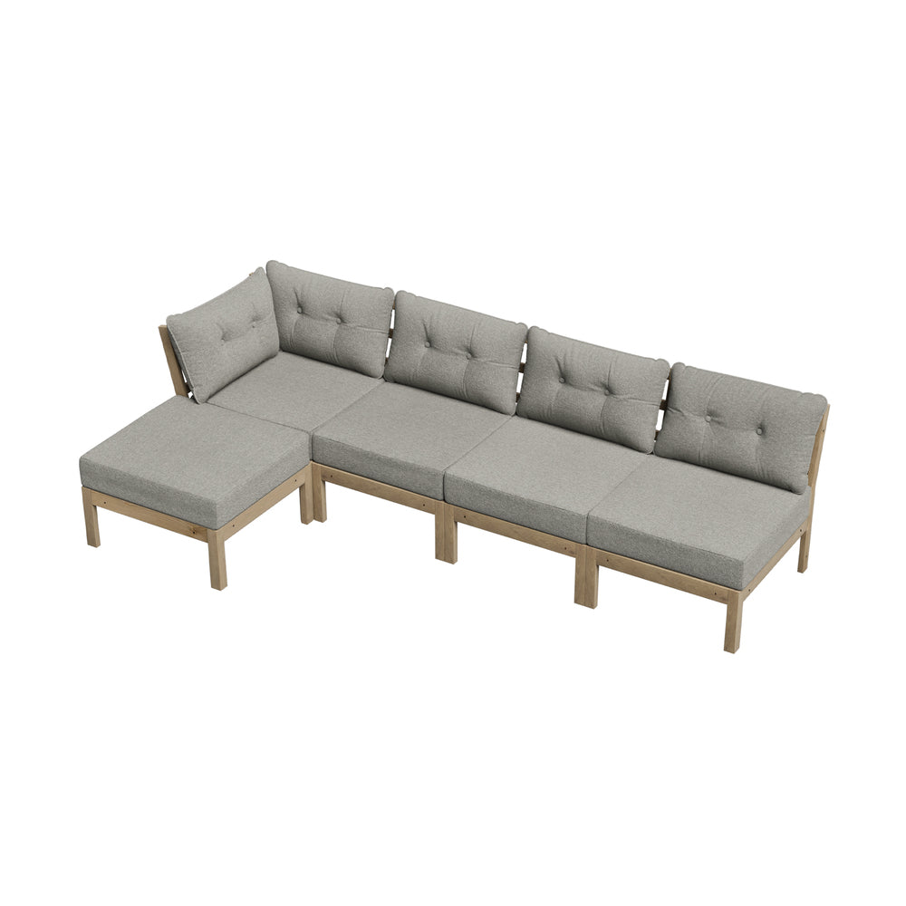 Livsip 5 Piece Outdoor Sofa Set 4-seater sofa & 1 Ottoman Beige-Outdoor Sofa Set-PEROZ Accessories