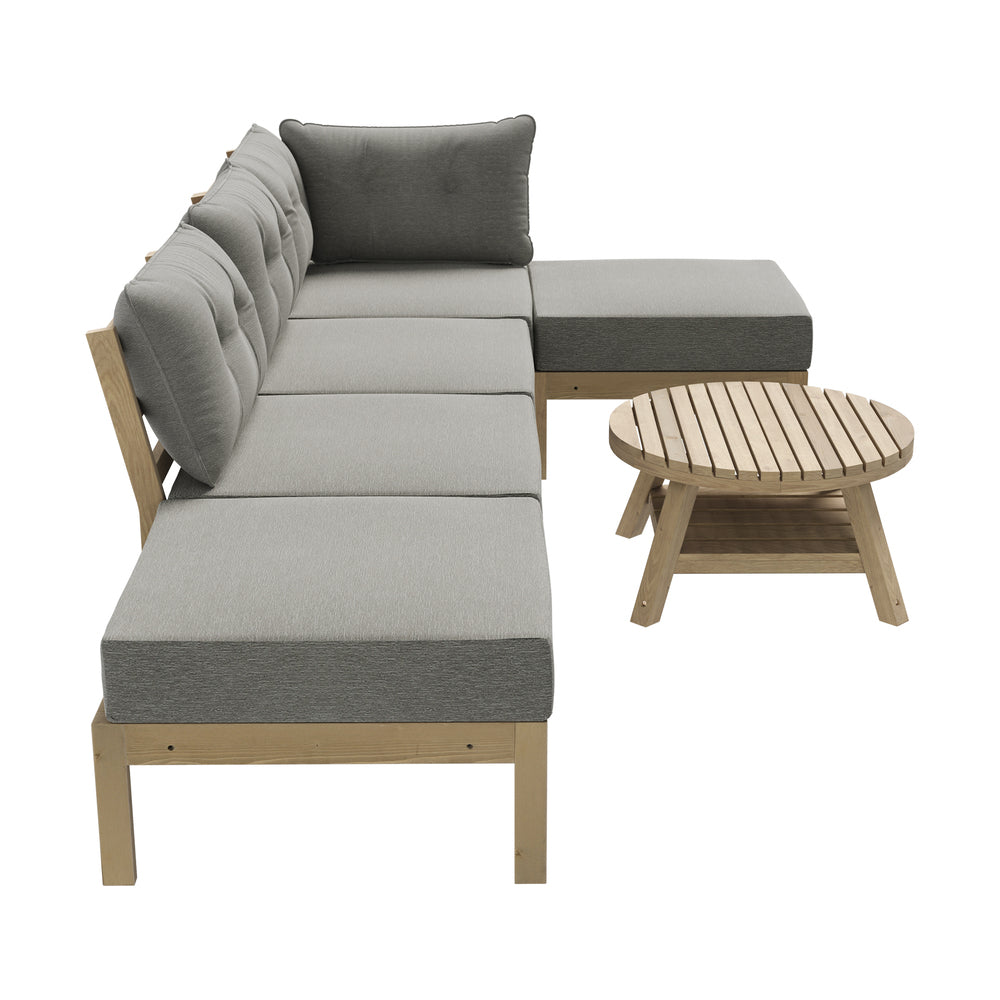 Livsip Outdoor Lounge Sofa Set 7 Piece Garden Furniture Grey-Outdoor Sofa Sets-PEROZ Accessories