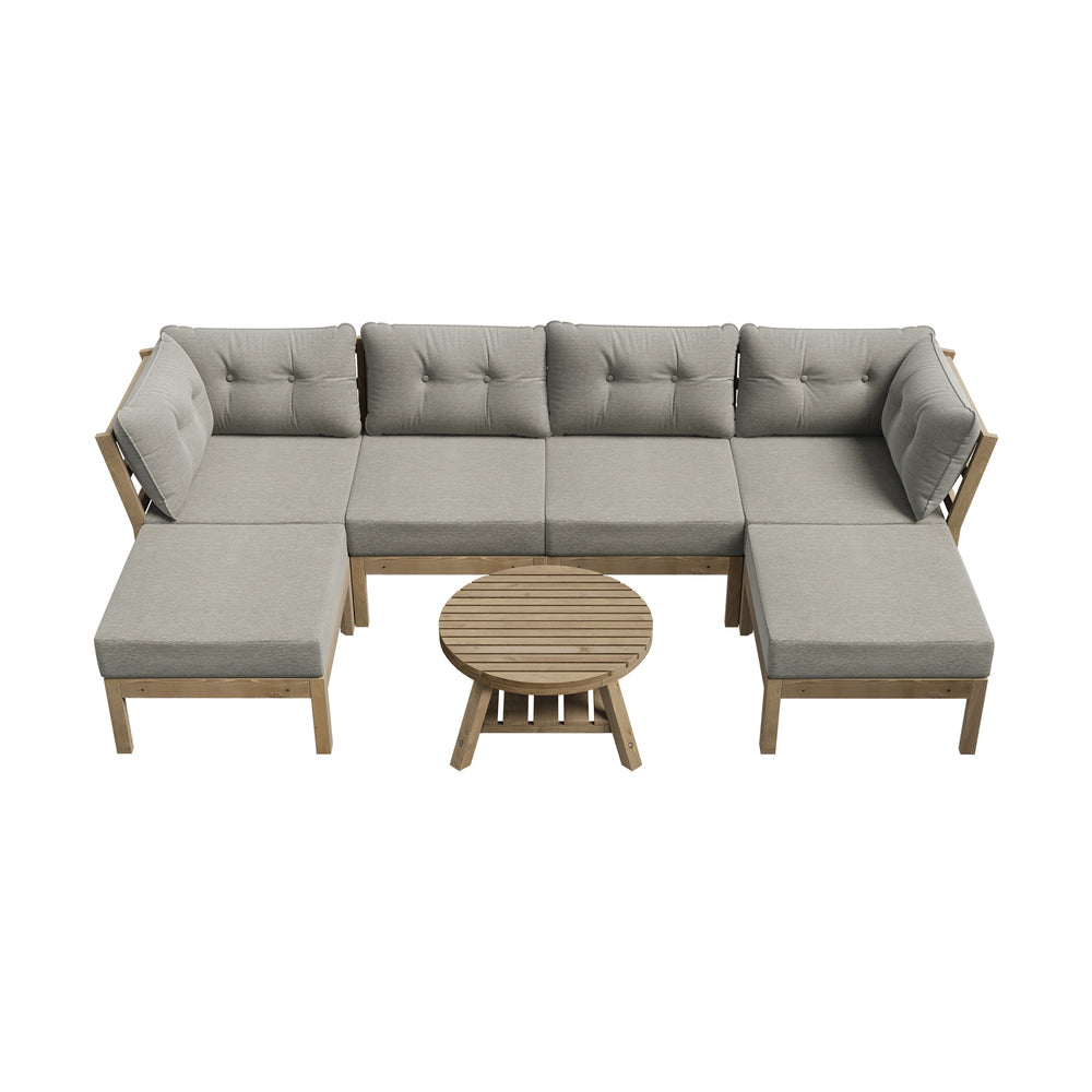 Livsip 6 Piece Outdoor Lounge Sofa Set Garden Furniture Grey-Outdoor Sofa Sets-PEROZ Accessories