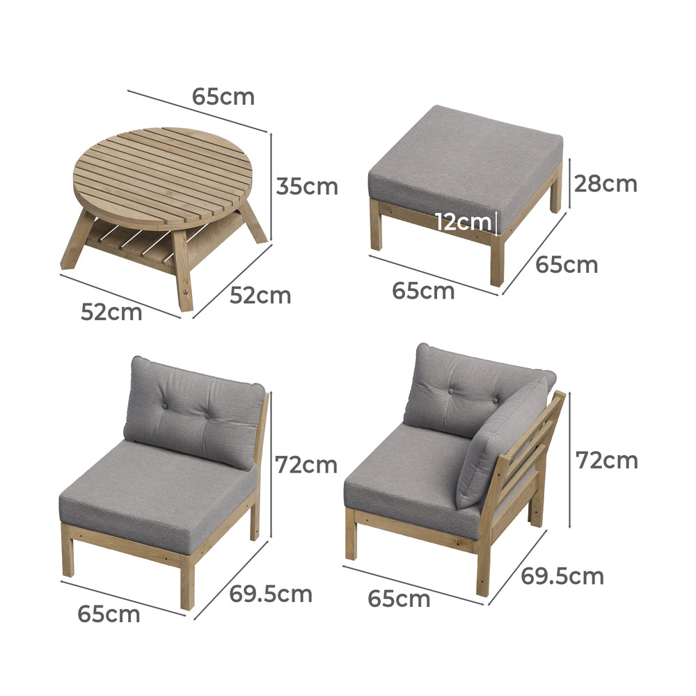 Livsip 6 Piece Outdoor Lounge Sofa Set Garden Furniture Grey-Outdoor Sofa Sets-PEROZ Accessories