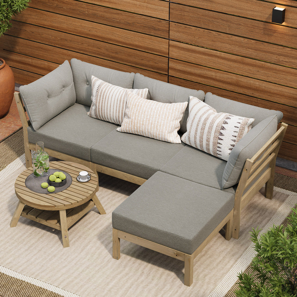Livsip 5 Piece Outdoor Furniture Set Garden Lounge Sofa-Outdoor Sofa Sets-PEROZ Accessories