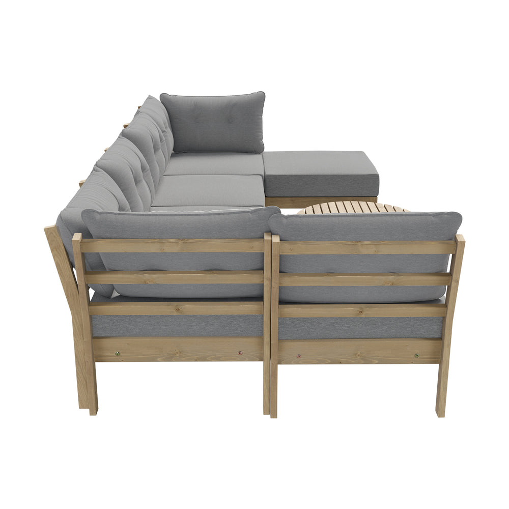 Livsip 7 Piece Outdoor Sofa Set 6-Seater Lounge Setting Grey-Outdoor Sofa Sets-PEROZ Accessories