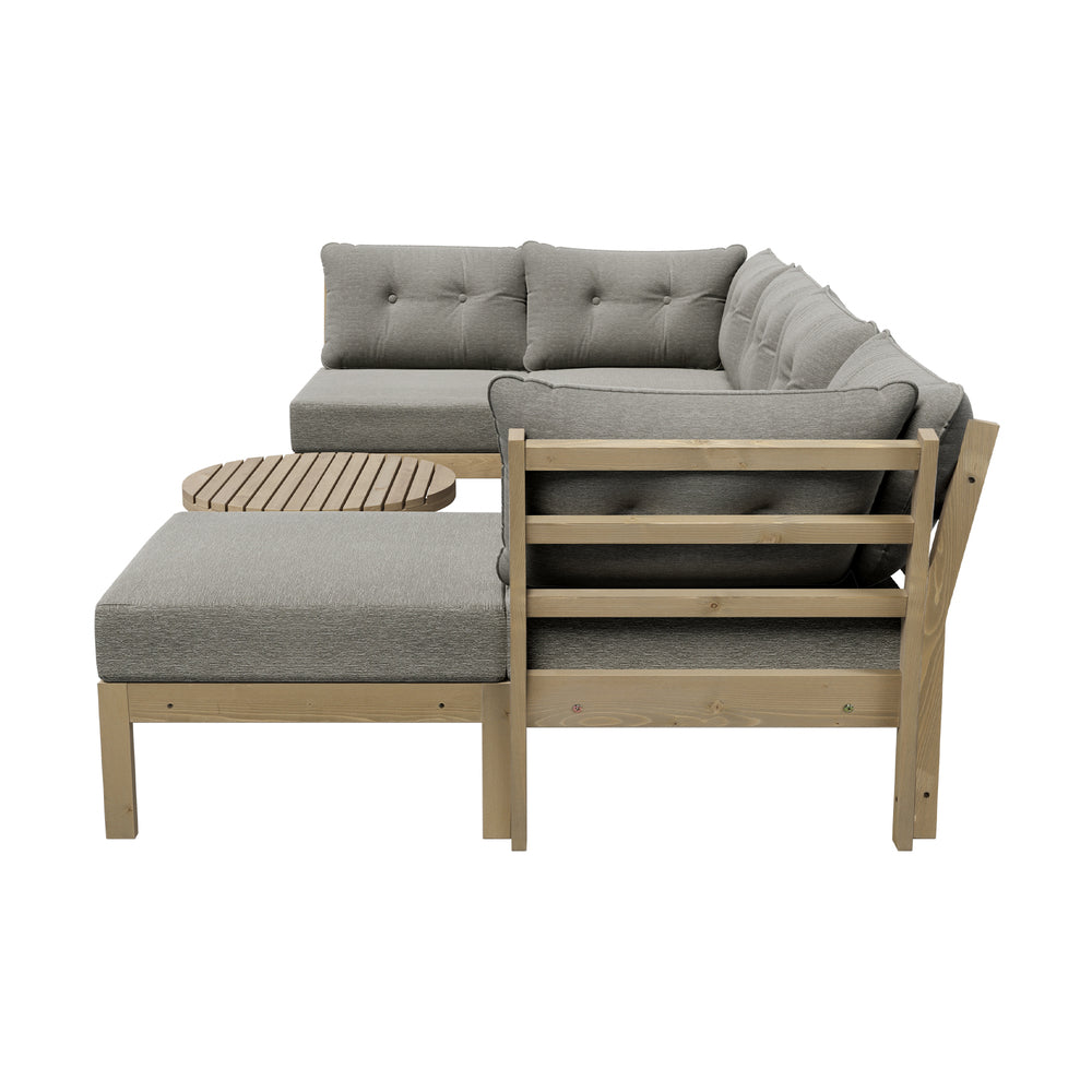 Livsip 7 Piece Outdoor Sofa Set 6-Seater Lounge Setting Grey-Outdoor Sofa Sets-PEROZ Accessories