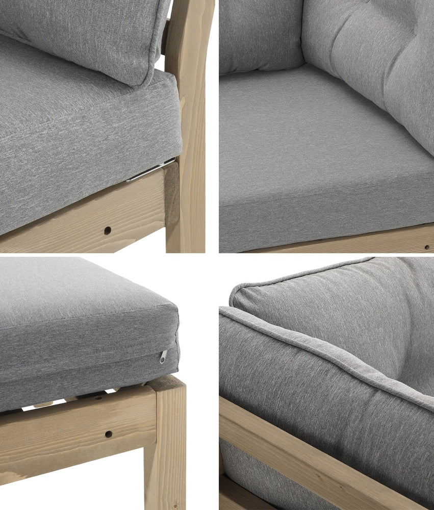 Livsip 7 Piece Outdoor Sofa Set 6-Seater Lounge Setting Grey-Outdoor Sofa Sets-PEROZ Accessories