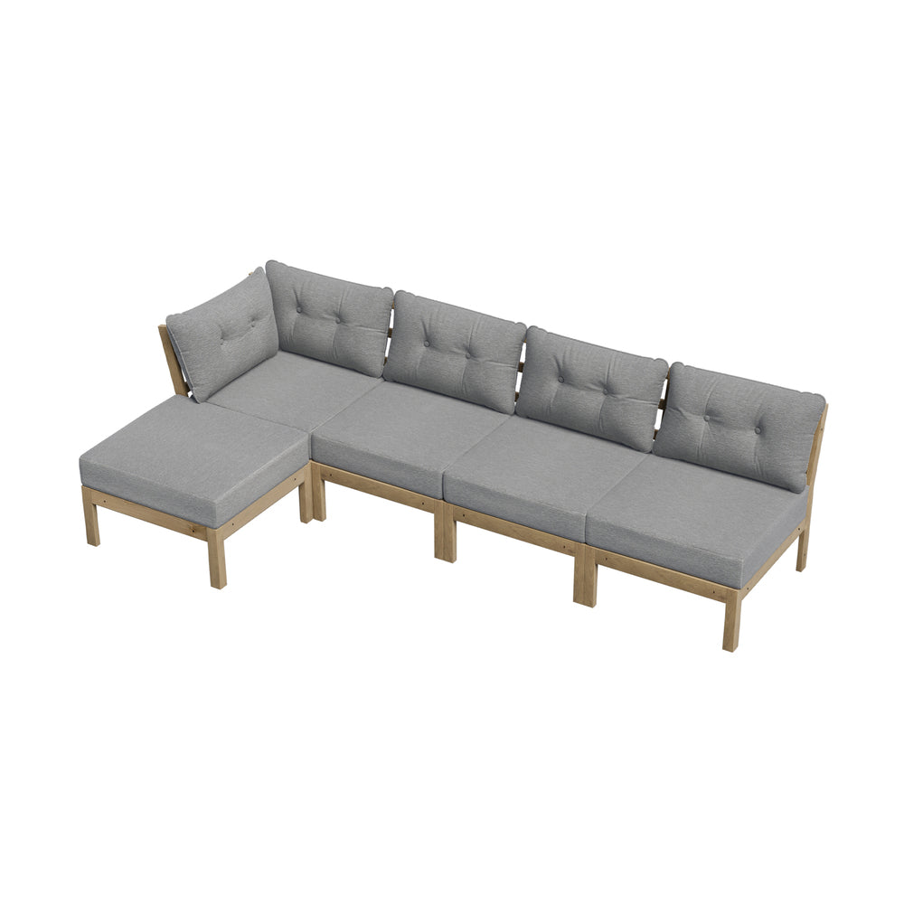 Livsip 5 Piece Outdoor Sofa Set Lounge Setting Garden Grey-Outdoor Sofa Set-PEROZ Accessories