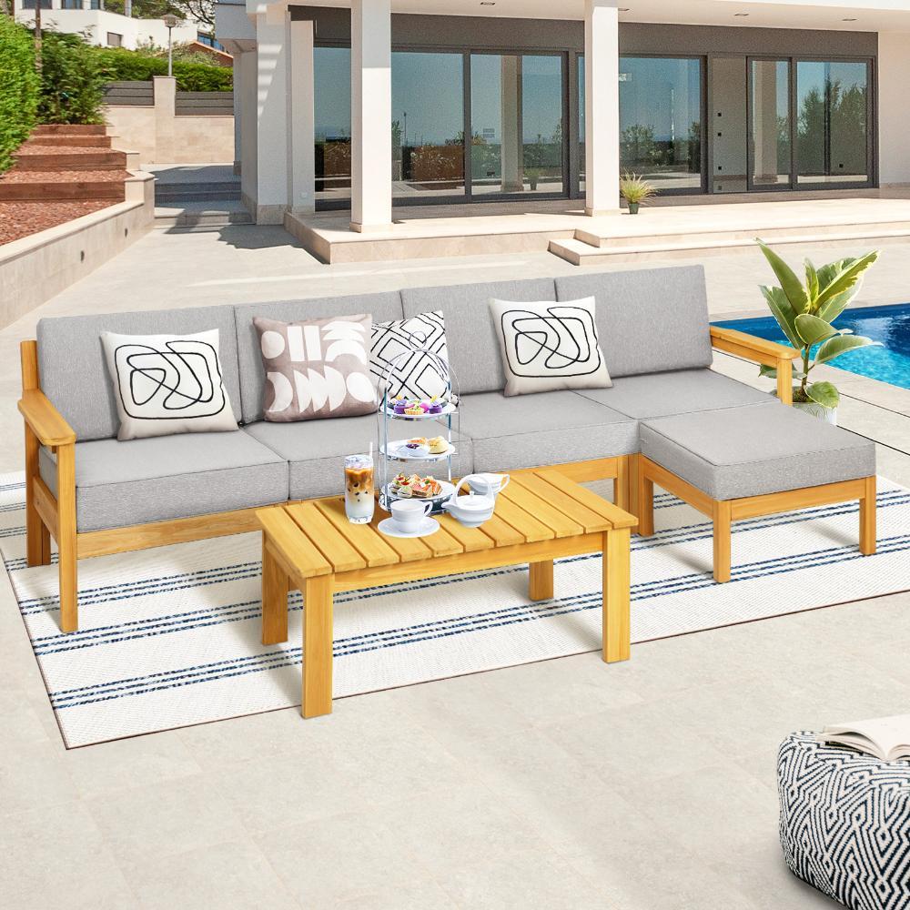 Livsip Outdoor Sofa Setting Garden Lounge Patio Furniture Dining Set 6 Piece-Outdoor Sofa Sets-PEROZ Accessories