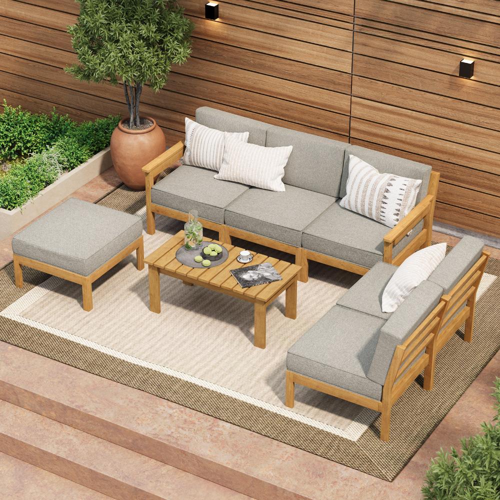 Livsip 7PCS Outdoor Sofa Set Garden Lounge Setting-Outdoor Sofa Sets-PEROZ Accessories