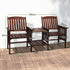 Livsip Outdoor Wooden Chair Garden Bench 2 Seat & Table Loveseat Patio Furniture-Outdoor Benches-PEROZ Accessories