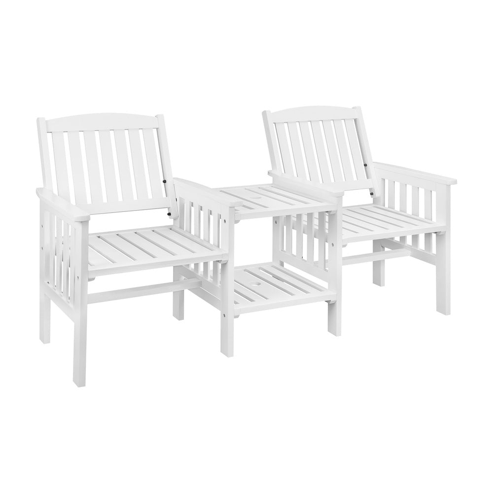 Livsip Wooden Garden Bench 2 Seat Chair & Table Outdoor Park Patio Furniture-Outdoor Benches-PEROZ Accessories