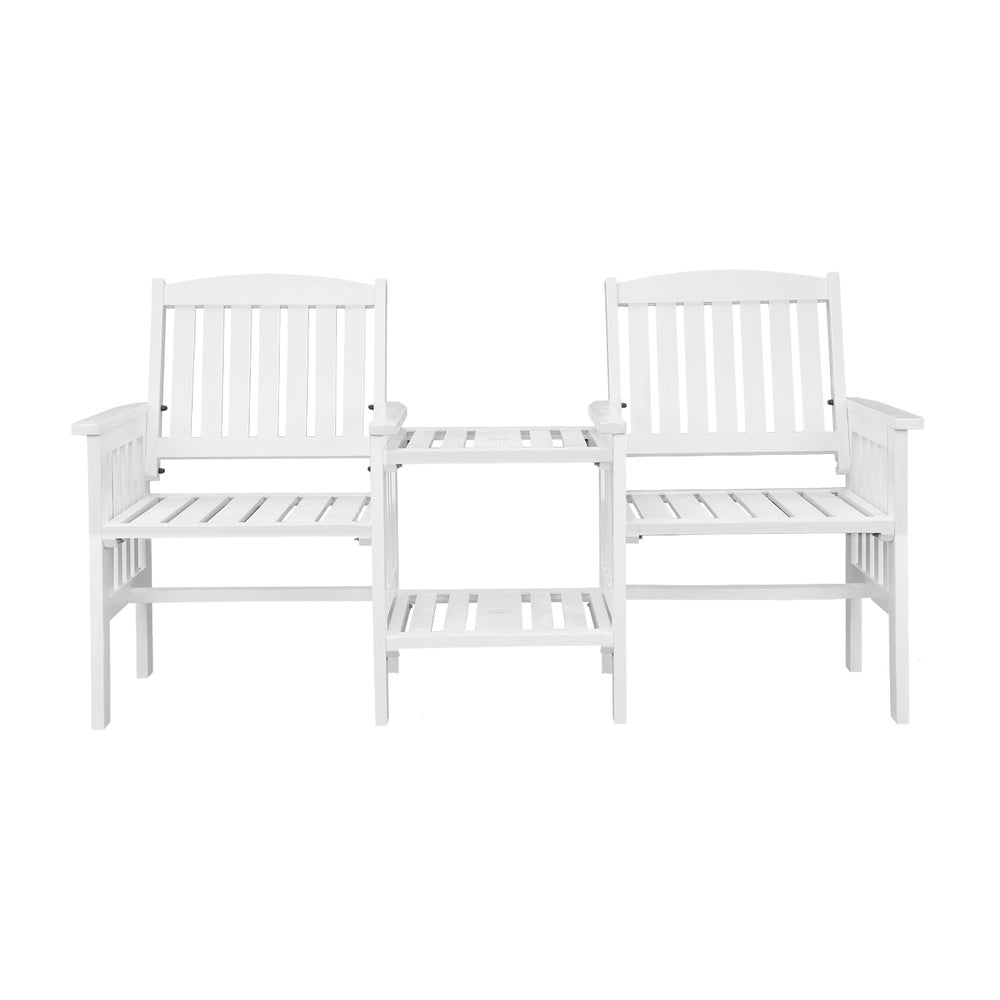 Livsip Wooden Garden Bench 2 Seat Chair & Table Outdoor Park Patio Furniture-Outdoor Benches-PEROZ Accessories