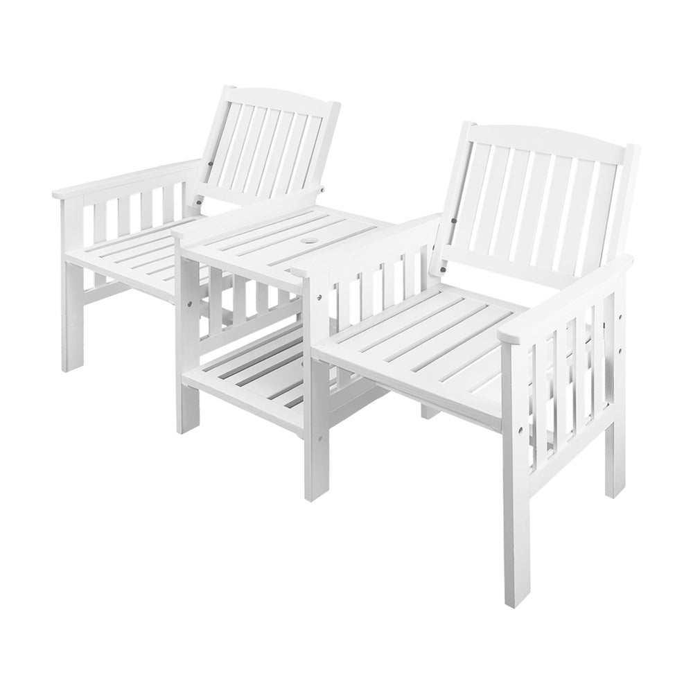 Livsip Wooden Garden Bench 2 Seat Chair & Table Outdoor Park Patio Furniture-Outdoor Benches-PEROZ Accessories