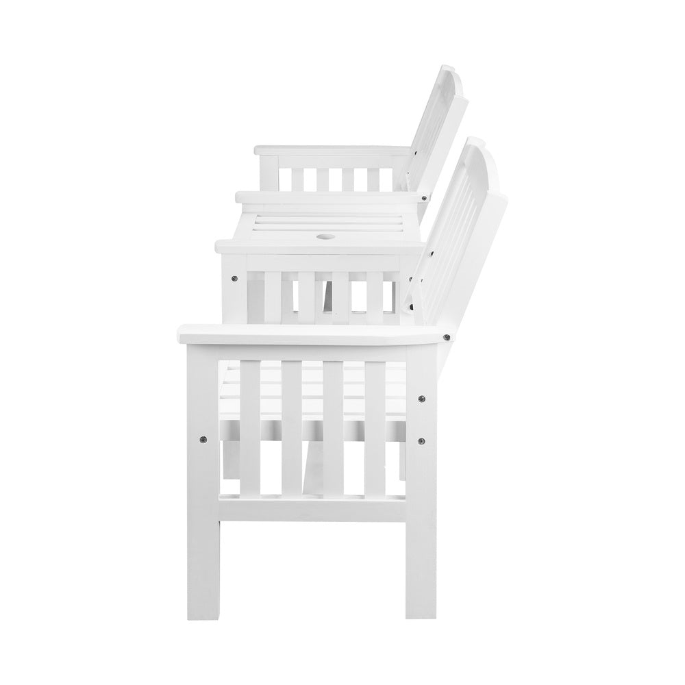 Livsip Wooden Garden Bench 2 Seat Chair & Table Outdoor Park Patio Furniture-Outdoor Benches-PEROZ Accessories