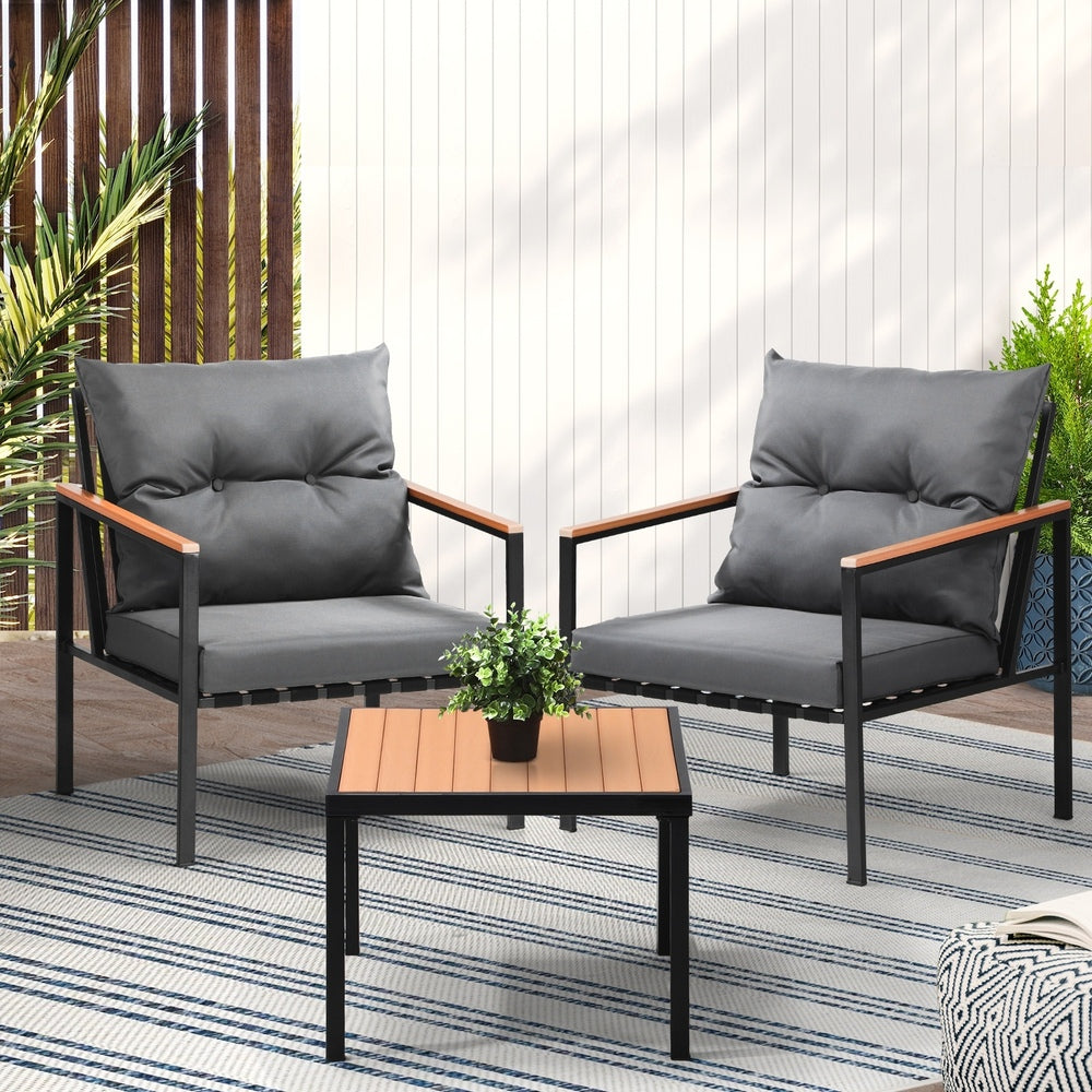 Livsip 3PCS Outdoor Furniture Lounge Setting Sofa Chairs Patio Dining Bistro Set-Outdoor Patio Sets-PEROZ Accessories