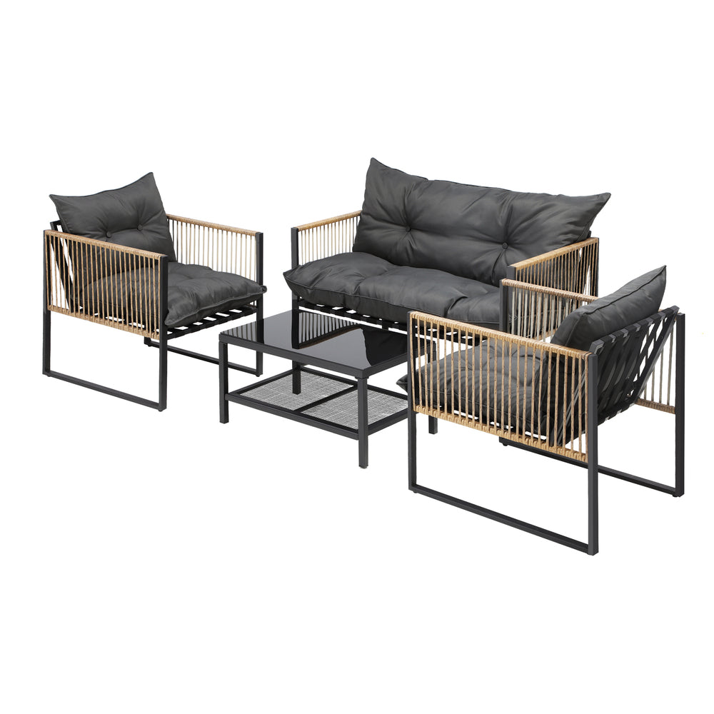 Livsip 4 Piece Outdoor Furniture Setting Garden Patio Lounge Sofa Table Chairs-Outdoor Patio Sets-PEROZ Accessories