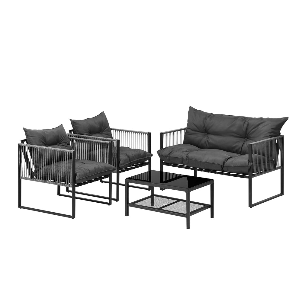 Livsip 4 Piece Outdoor Furniture Setting Grey-Outdoor Patio Set-PEROZ Accessories