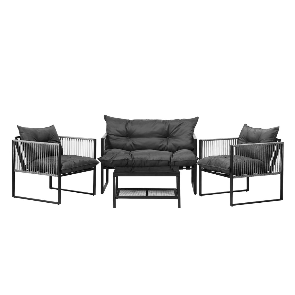 Livsip 4 Piece Outdoor Furniture Setting Grey-Outdoor Patio Set-PEROZ Accessories