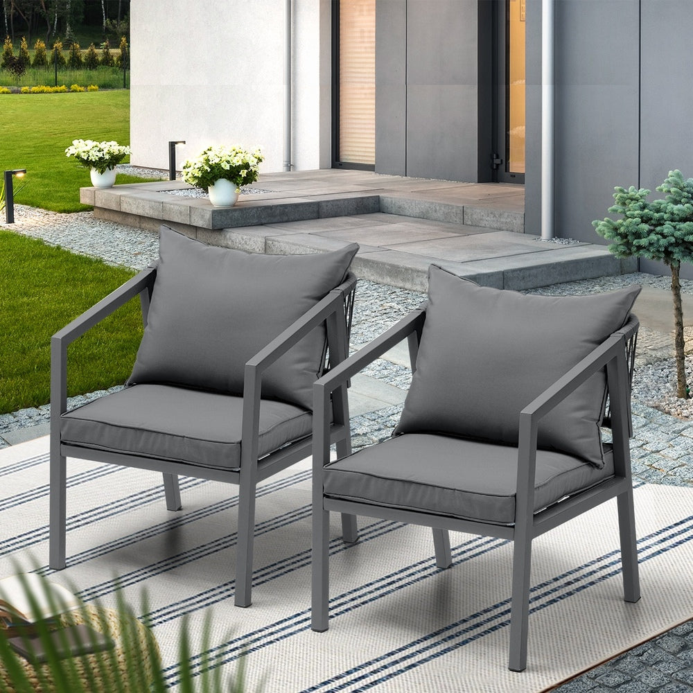 Livsip 2PCS Outdoor Furniture Chairs Garden Patio Garden Lounge Set Steel Frame-Outdoor Patio Sets-PEROZ Accessories